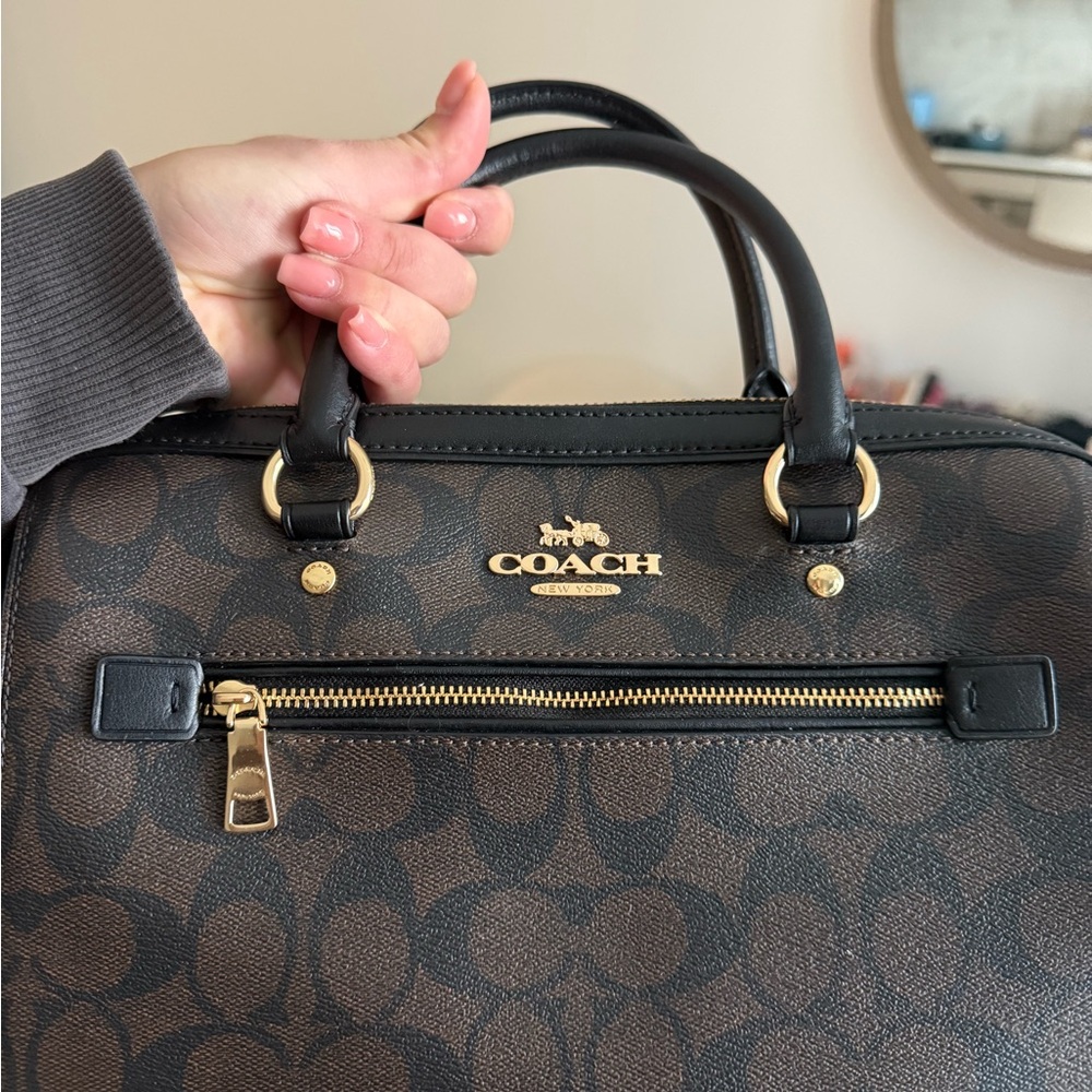 Coach Signature Brown and Black Satchel